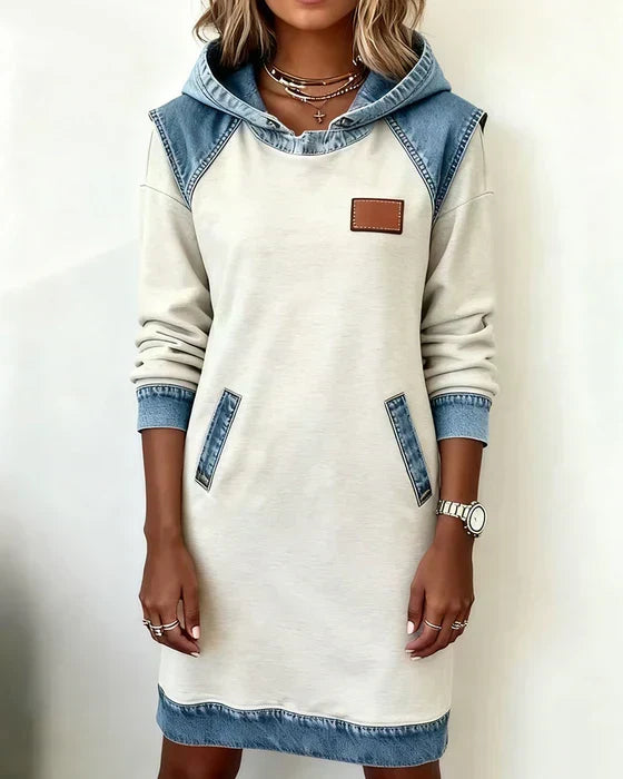 Yale | Cozy Contrast Hooded Dress