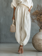 Joslyn | Linen Off-Shoulder & Tapered Trouser Set