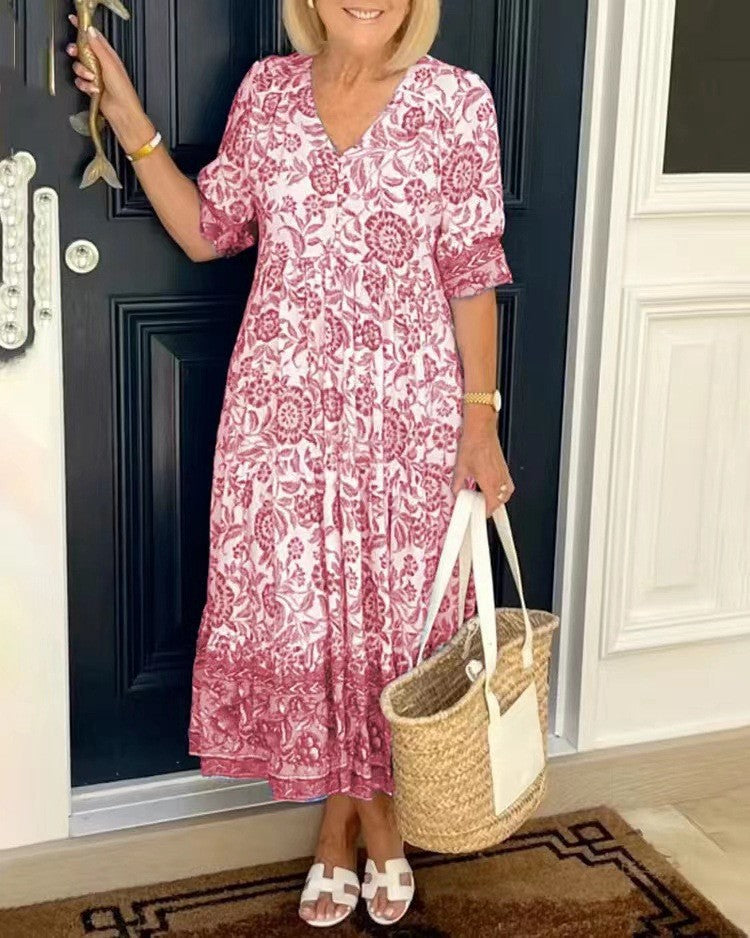 Annabel | Graceful V-Neck Floral Dress