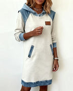 Yale | Cozy Contrast Hooded Dress