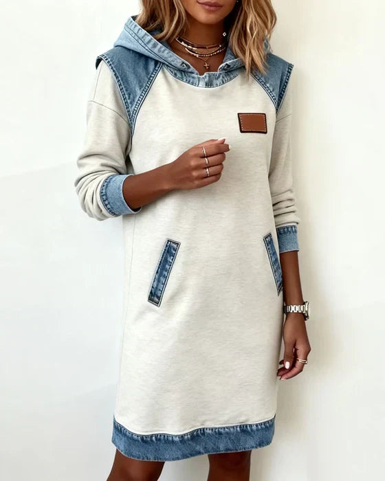 Yale | Cozy Contrast Hooded Dress