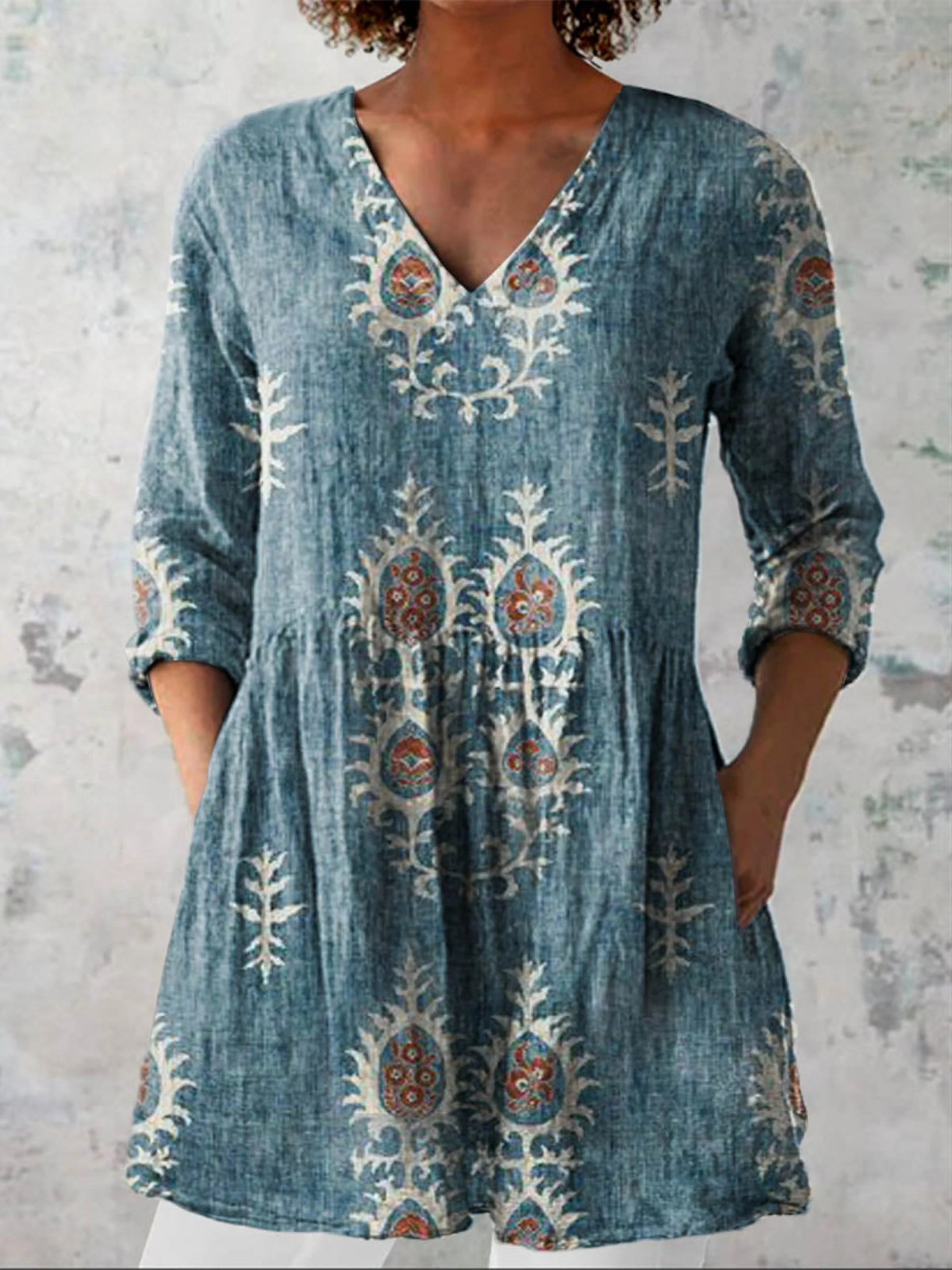Boudica | Long V-Neck Blouse
