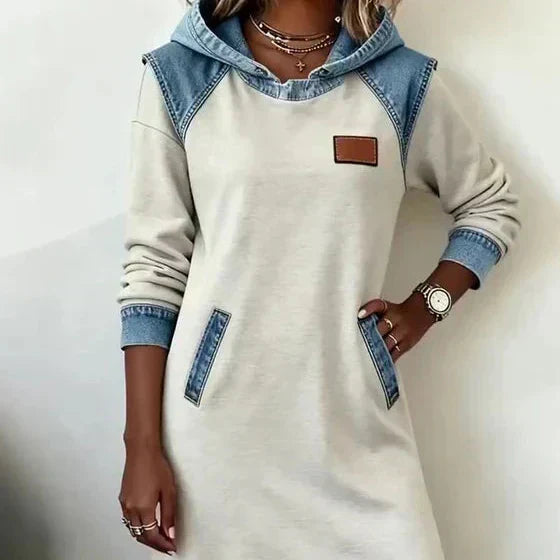 Yale | Cozy Contrast Hooded Dress