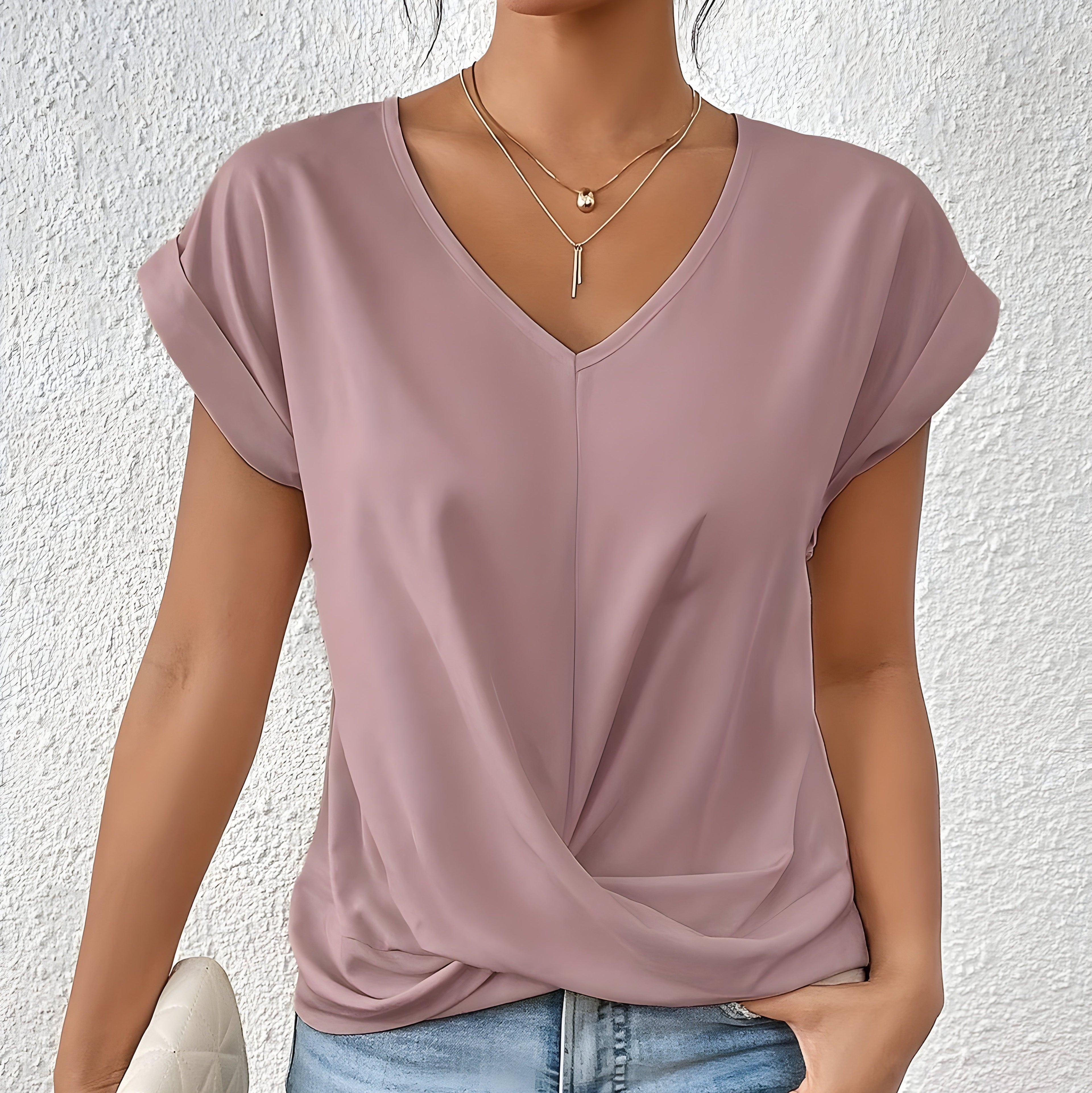 Leila | Twist-Front V-Neck Knit Top