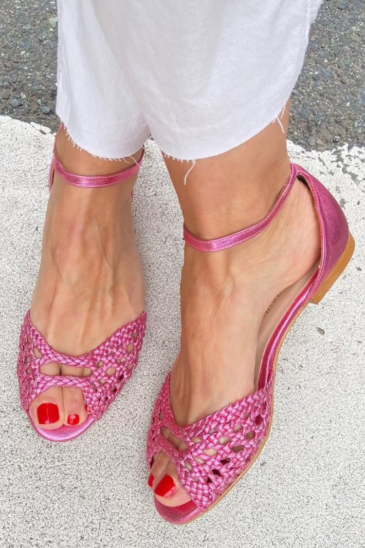 Florencia | Woven Metallic Flat Sandals