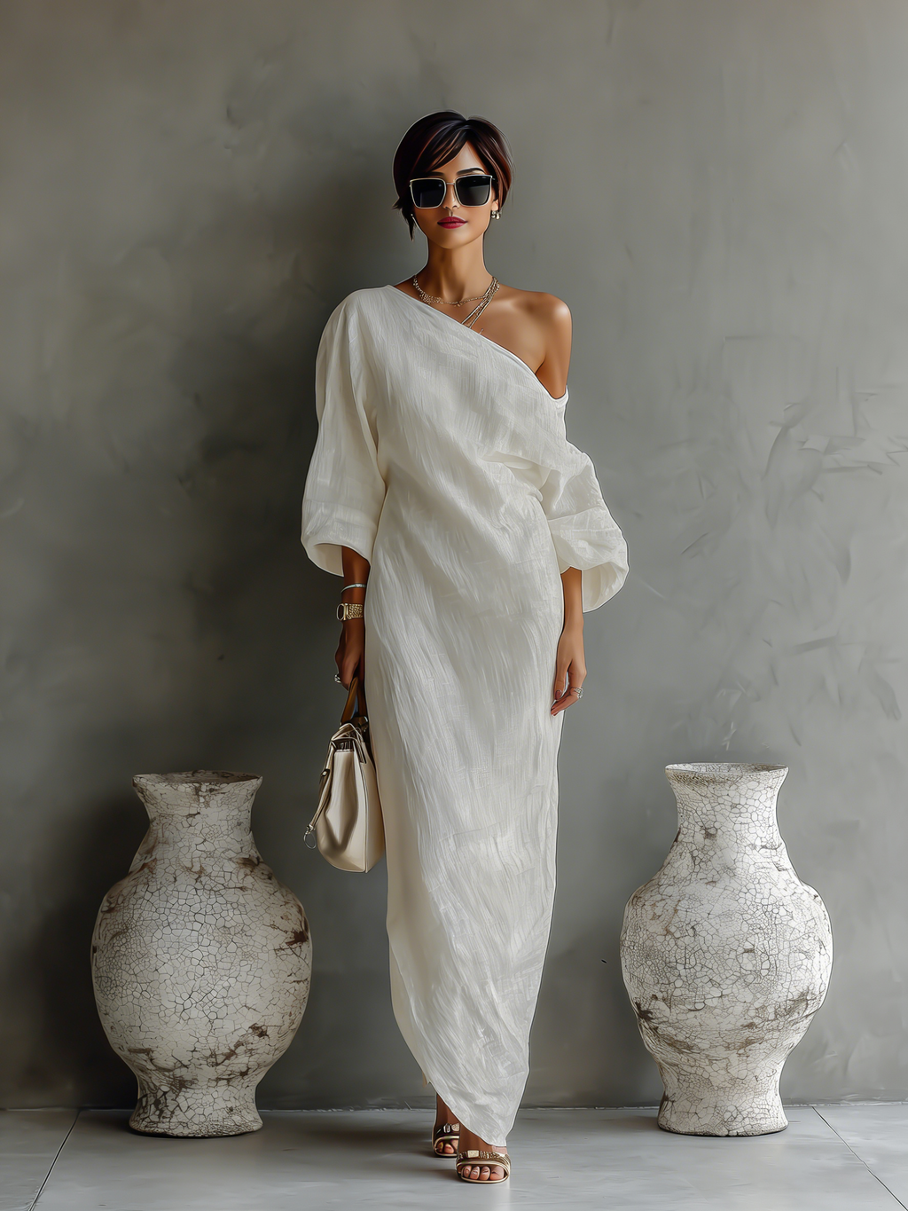 Myra | Off-Shoulder Linen Maxi Dress
