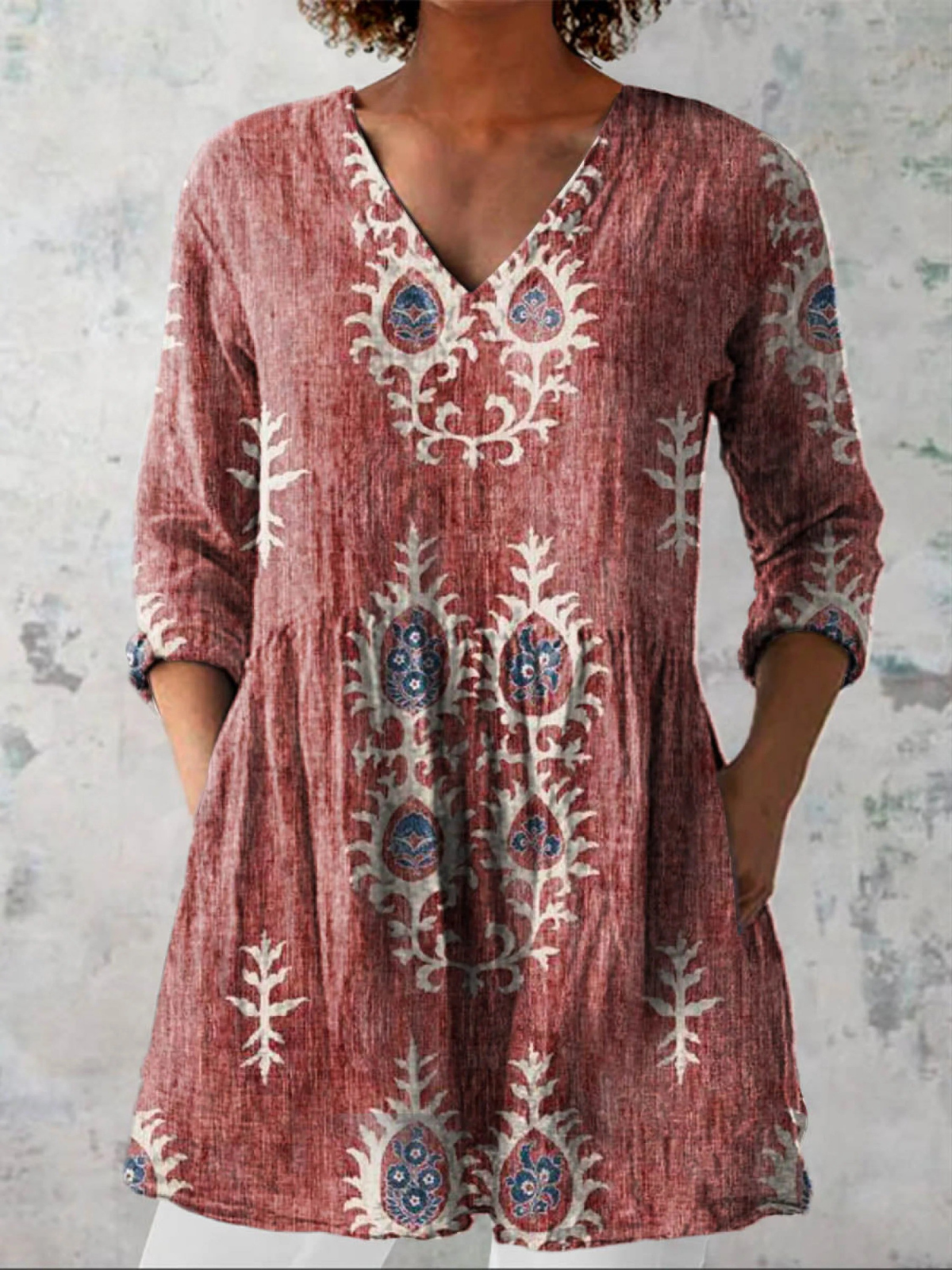Boudica | Long V-Neck Blouse