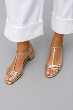 Ulyana | Gold Square-Heel Sandals