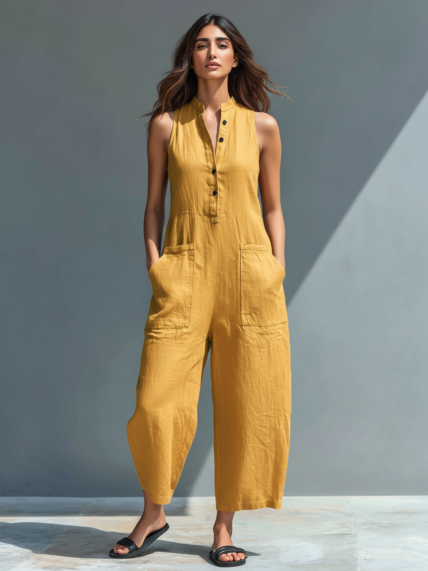 Blair | Sleeveless Linen Bib Overall