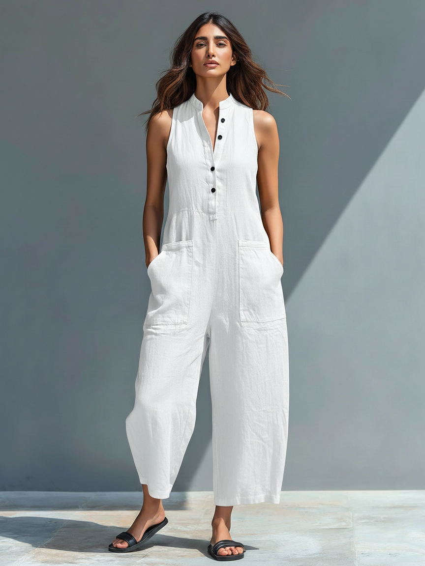 Blair | Sleeveless Linen Bib Overall