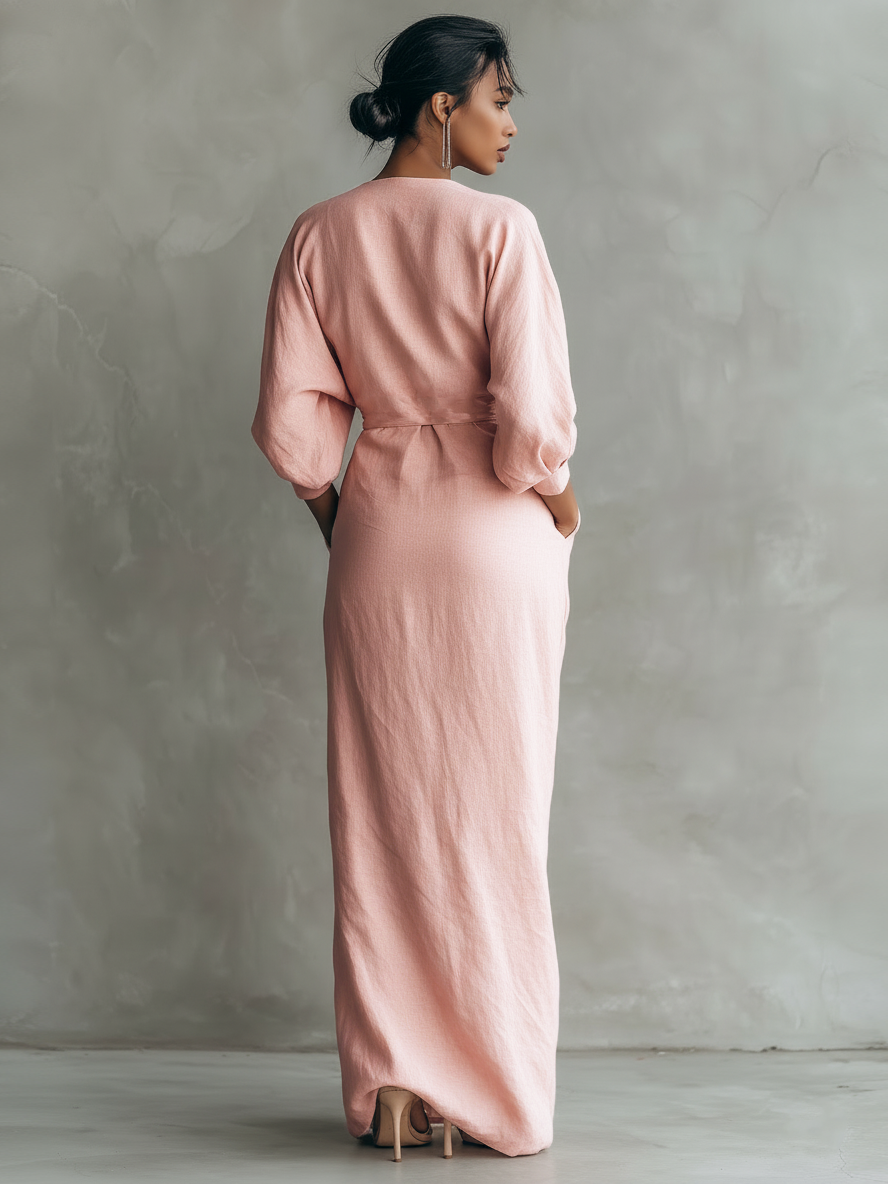 Dolores | Linen Maxi Dress V-Neck