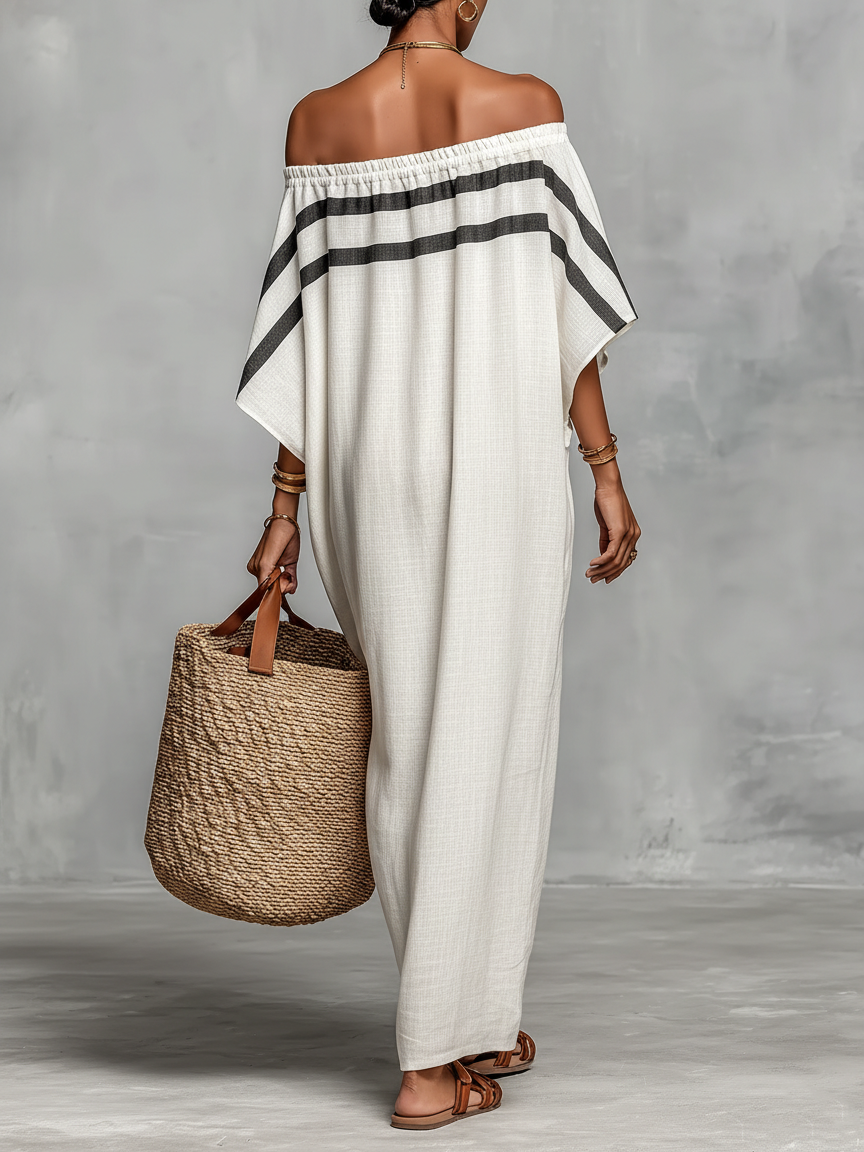 Destiny | Linen Maxi Off-Shoulder Dress