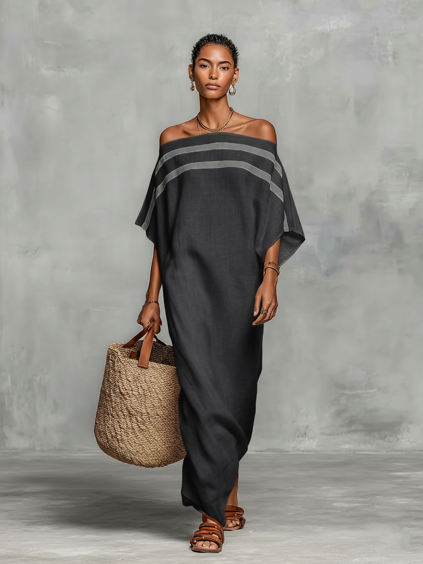 Destiny | Linen Maxi Off-Shoulder Dress