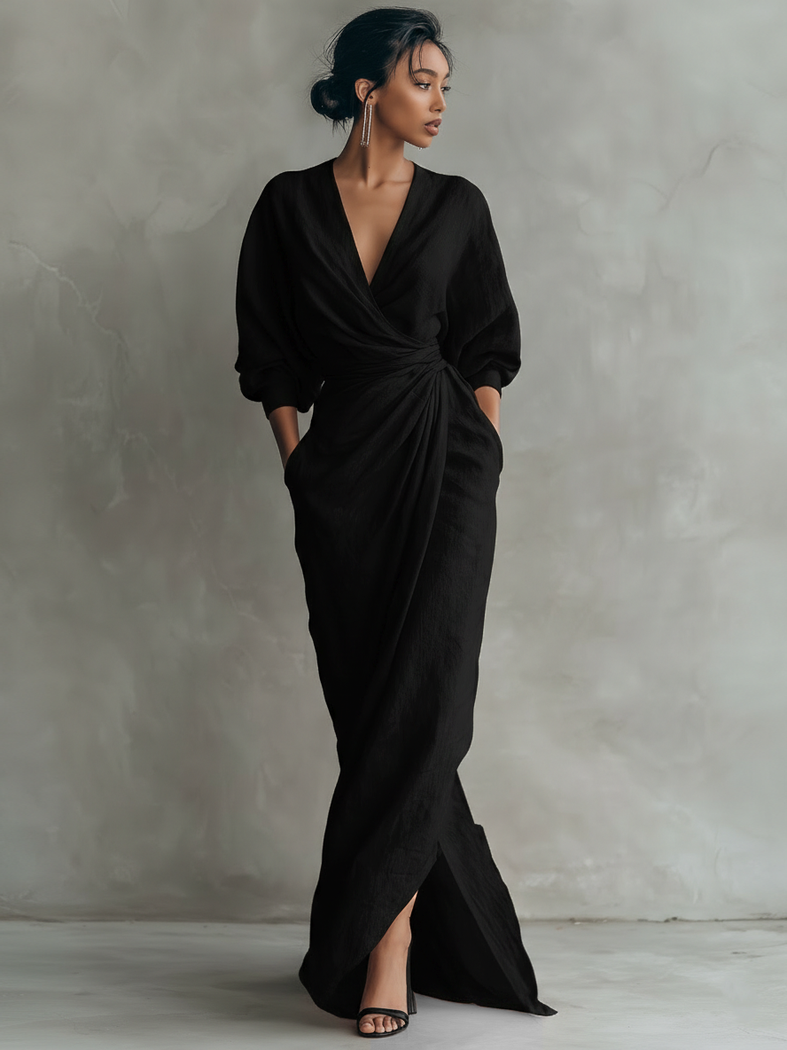 Dolores | Linen Maxi Dress V-Neck