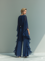 Leticia | Navy Chiffon Ruffle Two-Piece Set