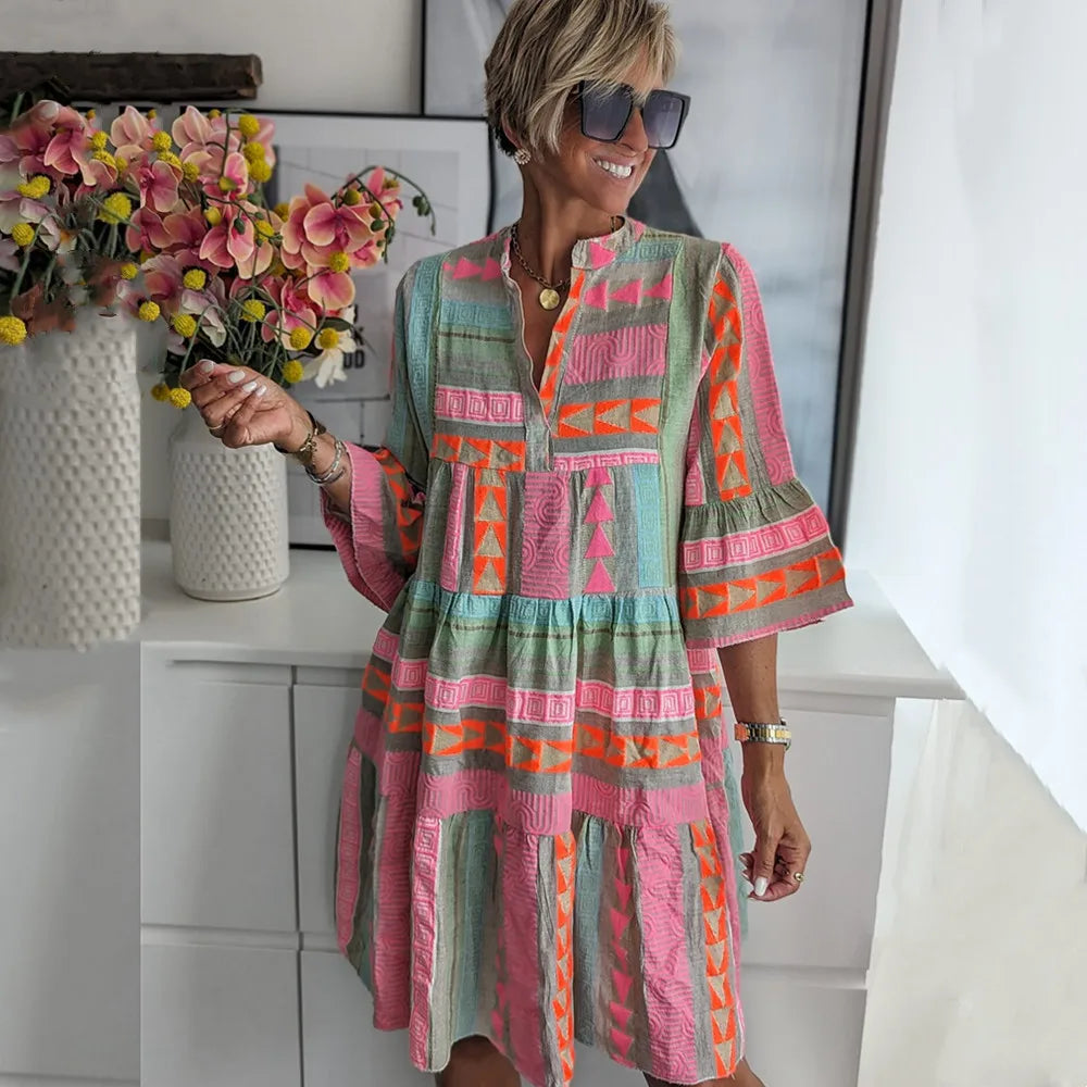 Shiloh | Patterned Flowing Midi Dress