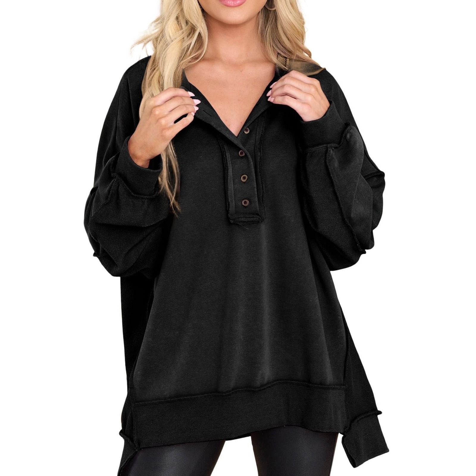 Tansy | Cozy Quarter-Button Sweatshirt