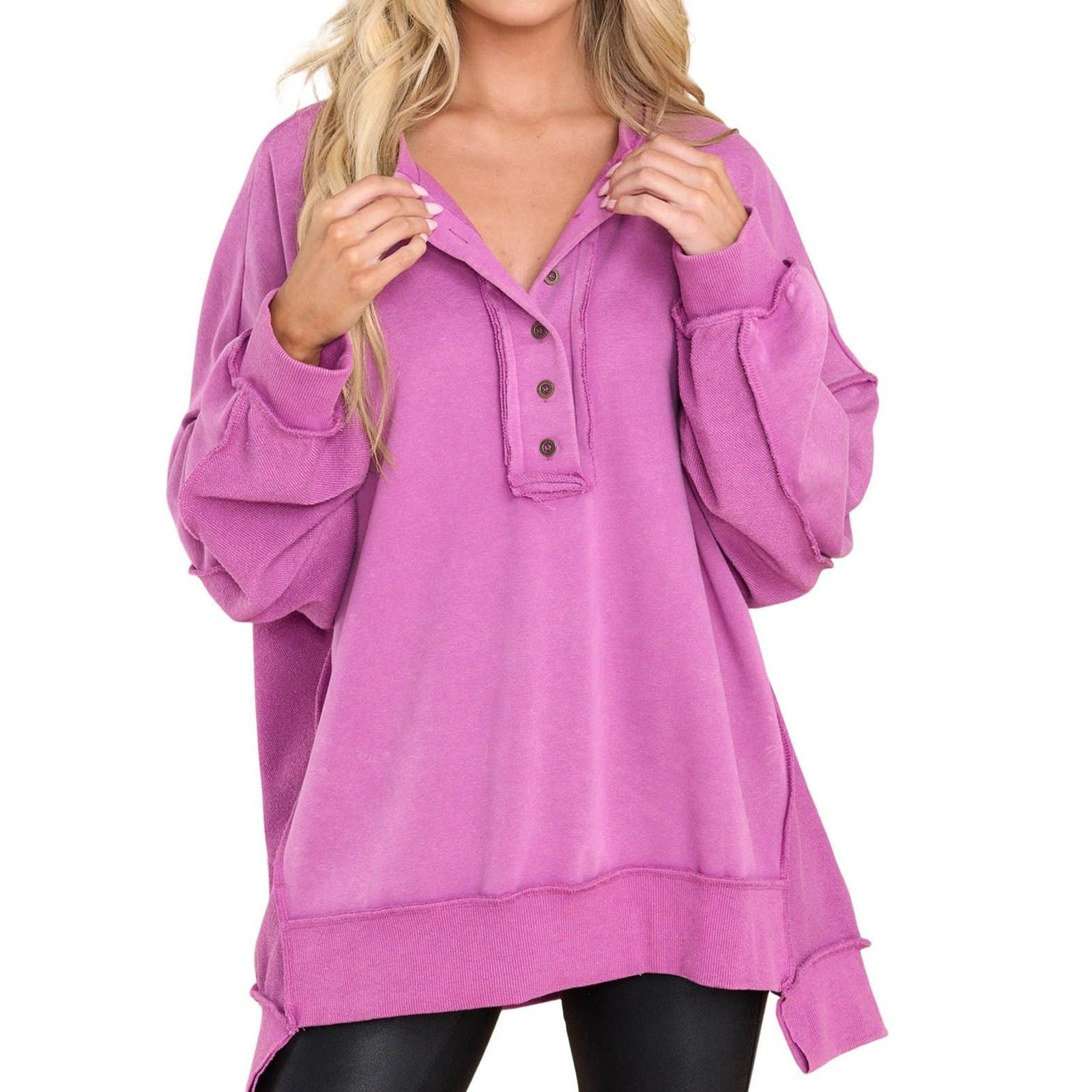 Tansy | Cozy Quarter-Button Sweatshirt