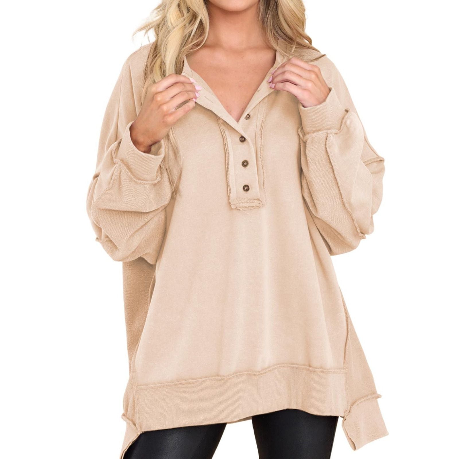 Tansy | Cozy Quarter-Button Sweatshirt