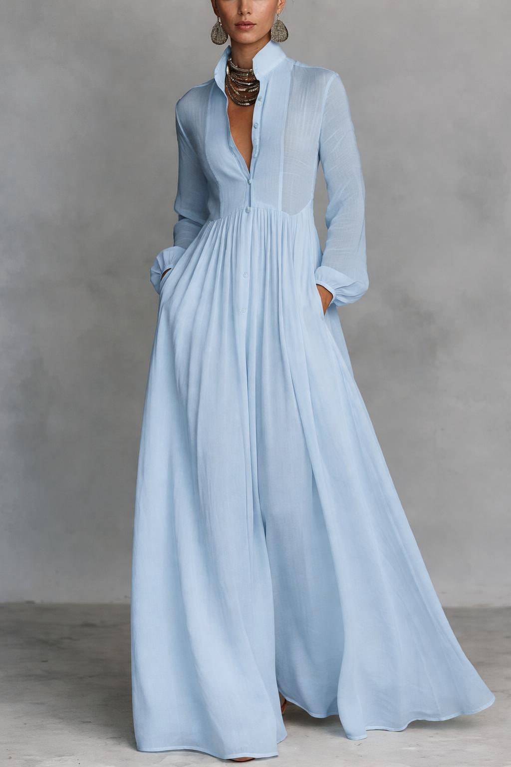 Henley | Flowing Button-Front Maxi Dress