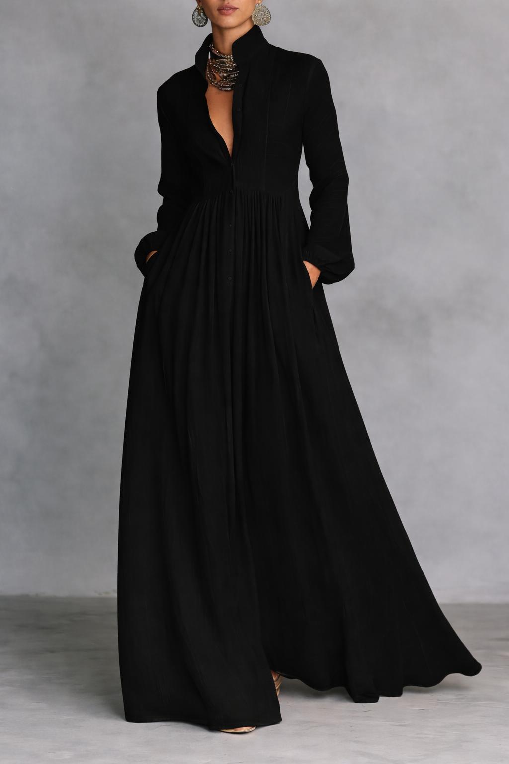 Henley | Flowing Button-Front Maxi Dress