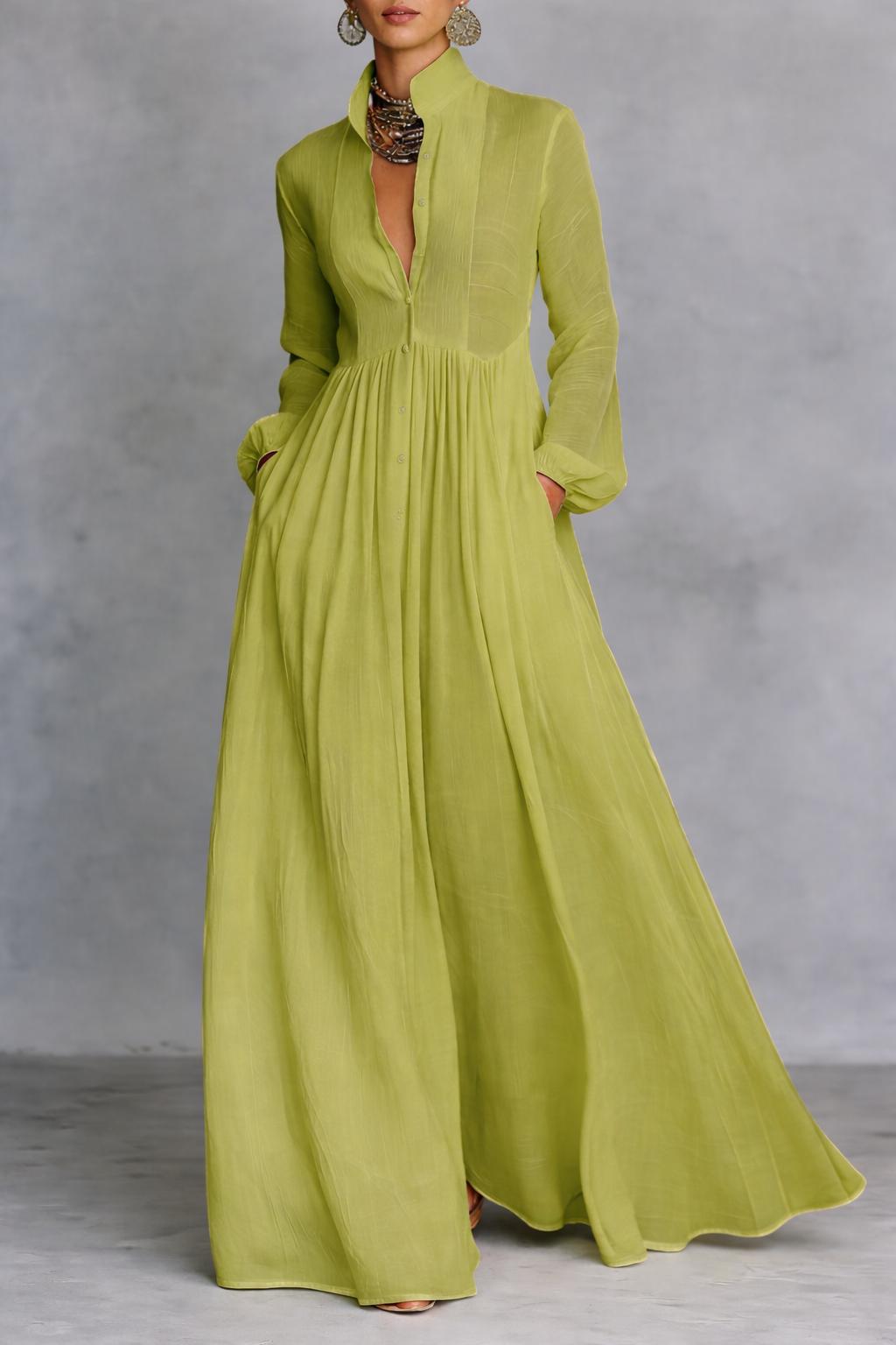Henley | Flowing Button-Front Maxi Dress