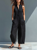 Blair | Sleeveless Linen Bib Overall