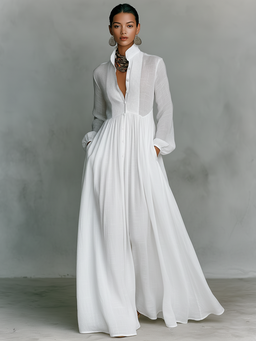 Gwendolyn | Patchwork Linen Maxi Dress