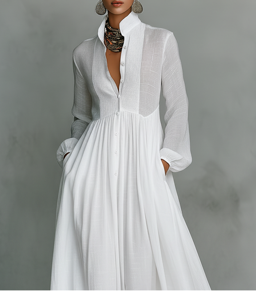 Henley | Flowing Button-Front Maxi Dress