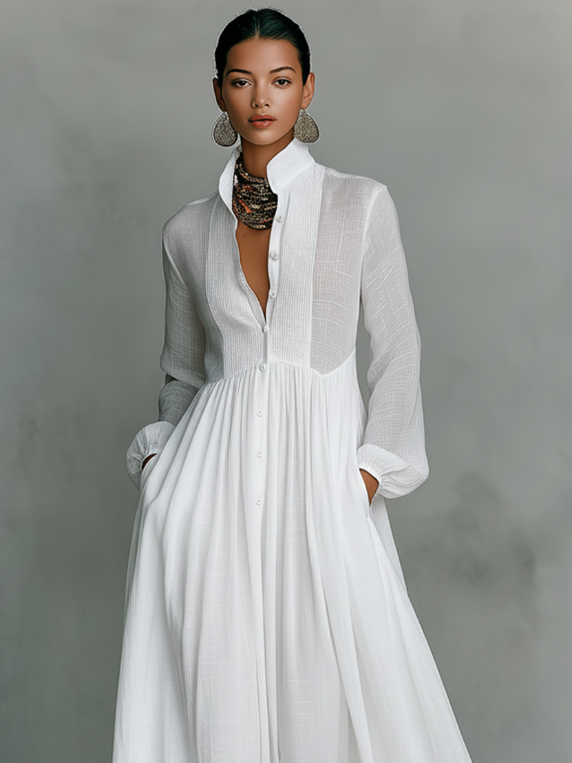Gwendolyn | Patchwork Linen Maxi Dress