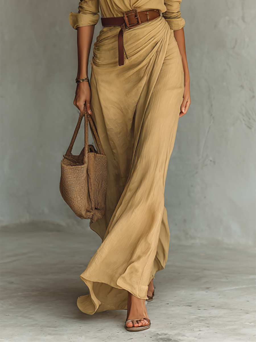 Elora | Lapel Collar Maxi Dress