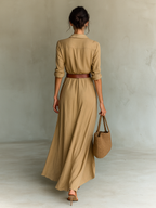 Elora | Lapel Collar Maxi Dress